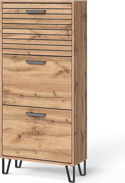 Produktbild Vicco Schuhkipper Amber, Eiche Wotan, 62 x 130 cm mit 3 Fächern