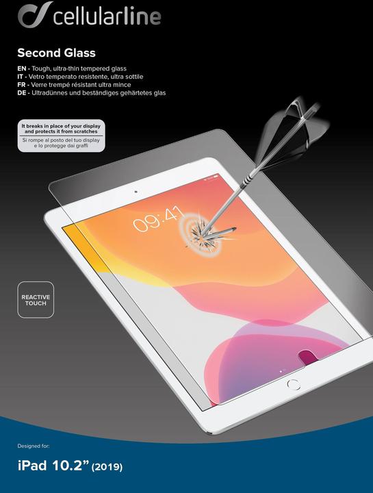 Produktbild Cellularline TEMPGLASSIPAD102 Bildschirmschutzfolie Klare Bildschirmschutzfolie Tablet Apple 1 Stück(e) (1 Stück, iPad 10.2)