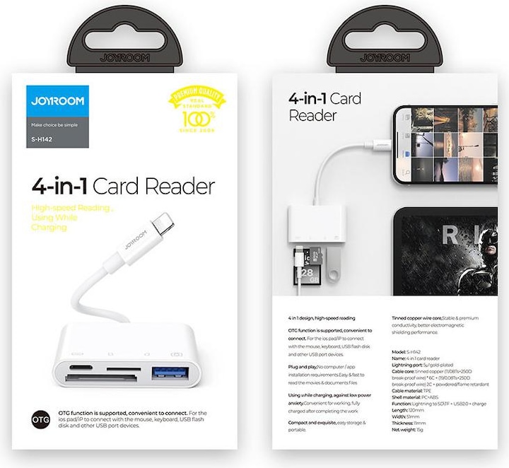 Produktbild Joyroom Lightning to USB OTG Card Reader (Lightning, USB-A, USB Typ C, SD Karte)