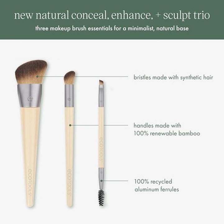 Produktbild EcoTools Neu Natural Conceal Enhance & Sculpt Trio Makeup Pinsel 3 Stück Set (Concealer)