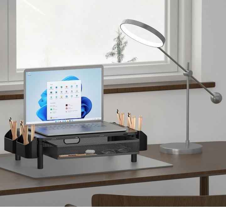 Produktbild Techly Ergonomischer Monitorständer mit Schublade 3-fach höhenverstellbarer Hersteller: (ICA-MS-114)