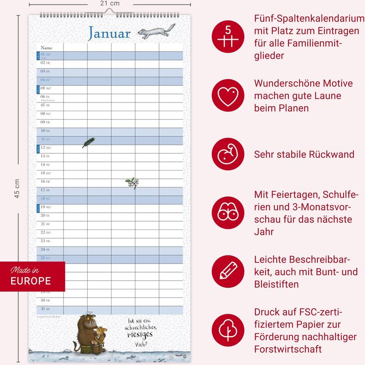 Produktbild Der Grüffelo Familienplaner 2026 (A3)