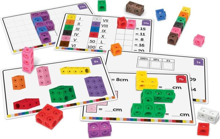 Produktbild Learning Resources MathLink Steckwürfel-Set - Ich beherrsche Mathe (Spanisch, Französisch, Deutsch, Niederländisch)