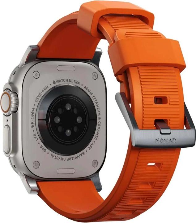 Immagine prodotto Nomad Cinturino rugged -ranneke, Apple Watch 49 / 45 / 44 /, oranssi / hopea (45 mm, 44 mm, 42 mm, 49 mm, Pneumatico)