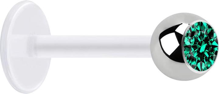 Actual product image Star Piercing Micro Labret transparent with ball silver and crystal turquoise (Plastic, without brass, Surgical steel 316L)