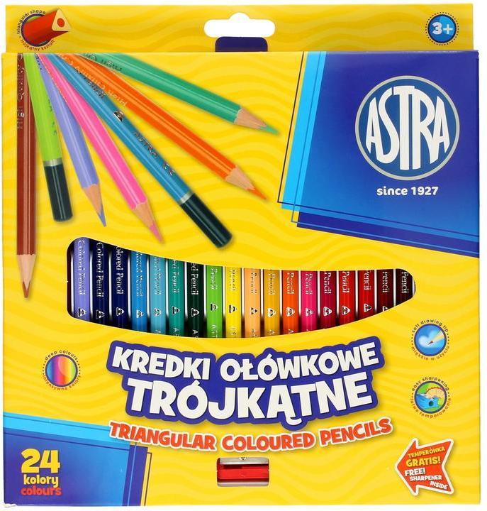 Image du produit Astra Crayons de couleur triangulaires 24 pièces avec taille-crayon (24x)