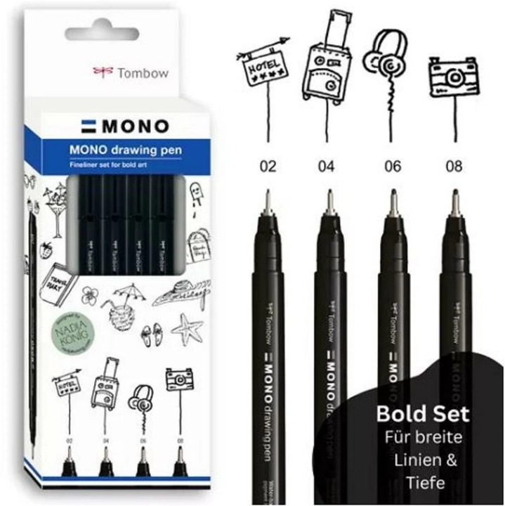Actual product image Tombow Mono Drawing Pen (Black, 4 x)