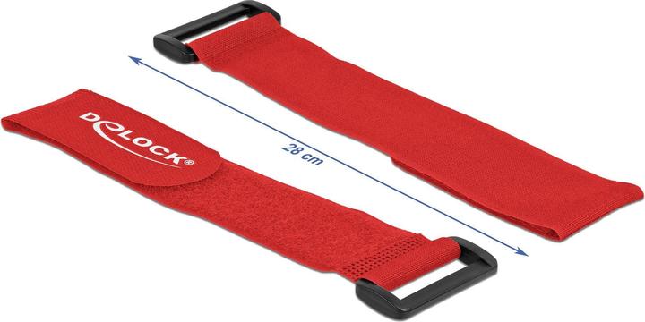Actual product image Delock Velcro cable tie with loop L 280 x W 38 mm red 3 pieces (Velcro cable ties, 280 mm, 3 pcs.)
