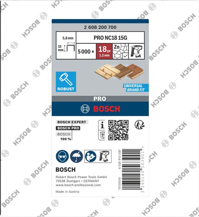 Produktbild Bosch Professional Zubehör Schmalrückenklammer TK40 15G, 5,8 mm, 1,2 mm, 15 mm, verzinkt