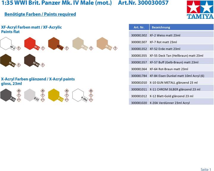 Image du produit Tamiya British Tank Mk.IV Male avec moteur