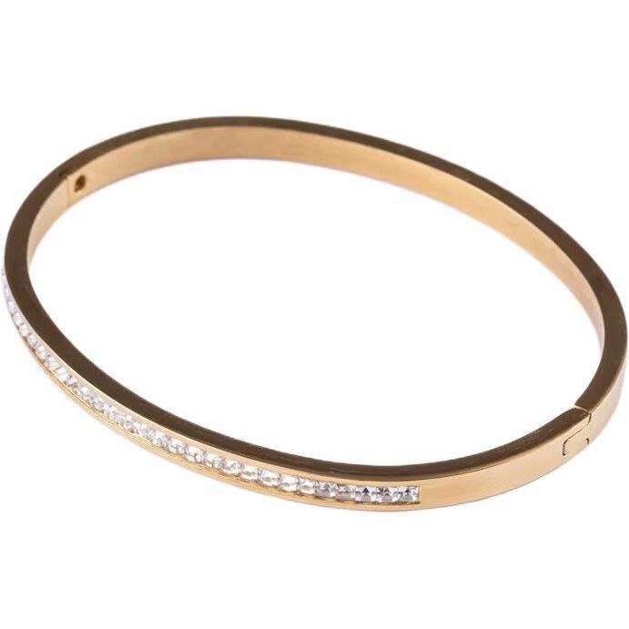 Emily Westwood, Bracciale, - Gold-plated solid bracelet with crystals Kaelisse EWB250385G, (Oro, Solido)