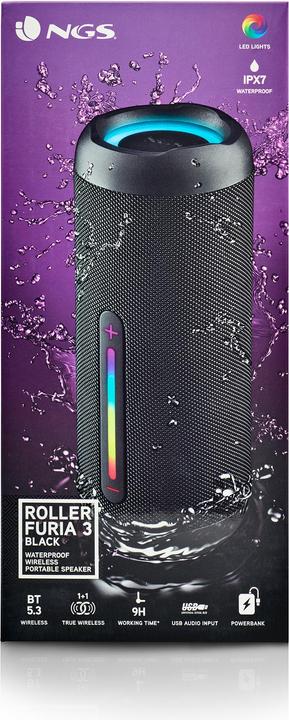 Actual product image NGS Enceinte Nomade Bluetooth Roller Furia 3 (Noir) (9 h)