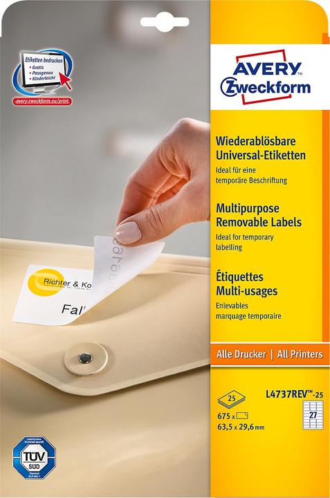 Produktbild Avery Universal-Etiketten, ablösbar