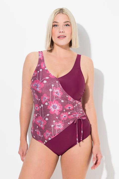 Image du produit Ulla Popken Maillot de bain à bonnets souples, décolleté esprit cache-coeur, imprimé floral, matière recyclée (48)