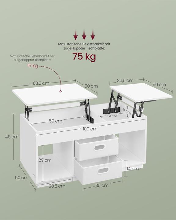 Image du produit Vasagle Table basse multifonctionnelle