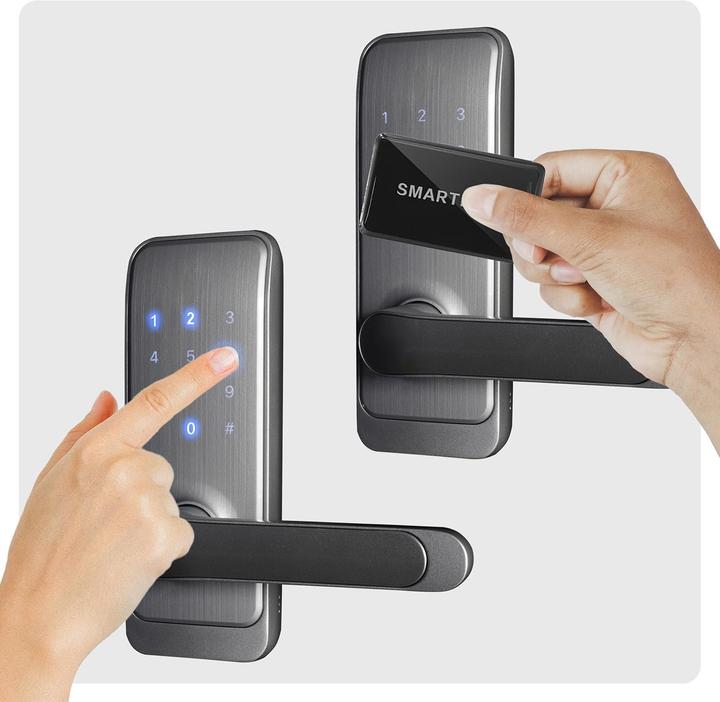 Actual product image Eura Handle with access controller, proximity reader, keypad, for in-wall installation, battery powered (Key card)