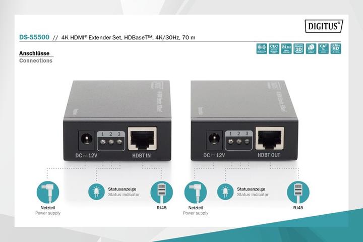 Image du produit Digitus Jeu d'extension HDMI 4K