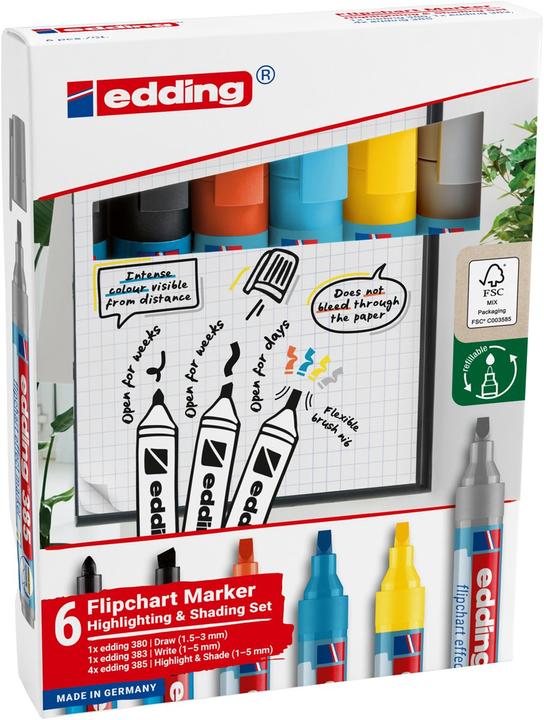 Productafbeelding Edding 385/380/383 Flipchart-Marker farbsortiert 1,0 - 5,0 mm, 4 St. (4x)
