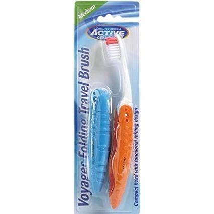 Beauty Formulas, Handzahnbürste, Active Oral Care - Voyager Folding Travel Brush Travel Toothbrush Medium 2Pcs. (2 x)