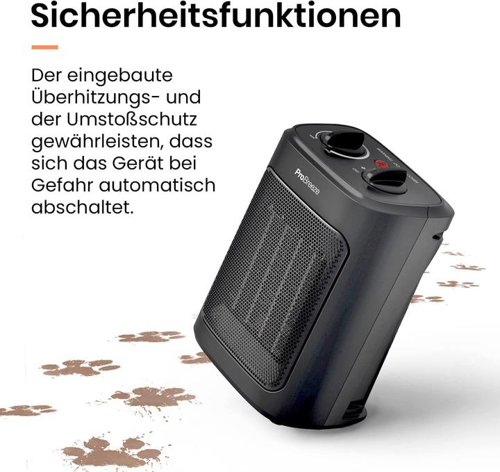 Image du produit Breeze Mini radiateur soufflant céramique 2000W noir (2000 W)