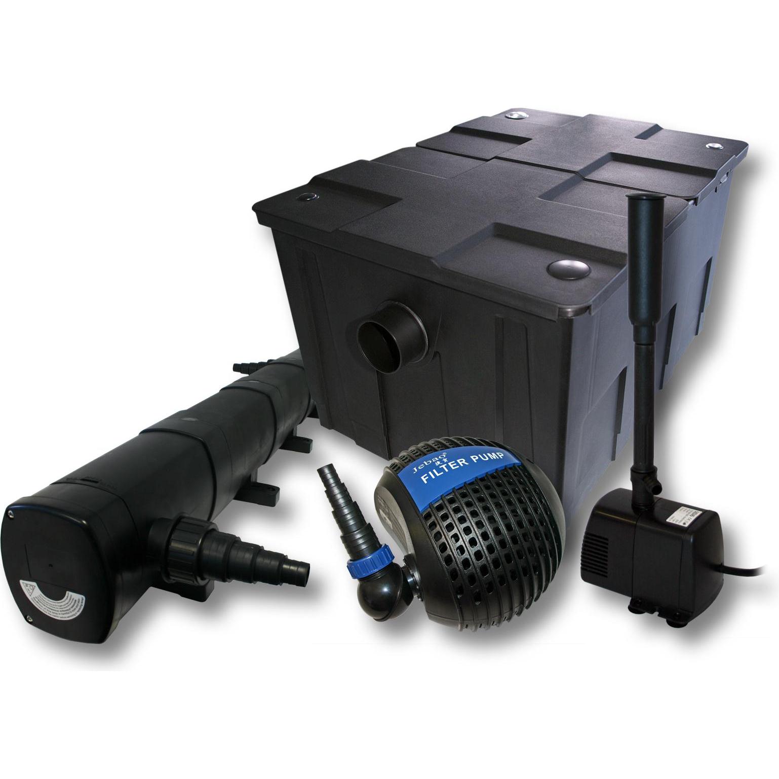 Wiltec, Brunnen + Gartenteich, Set: Teichfilter 60000l 72W UV Teichklärer 80W Pumpe Springbrunnen 602