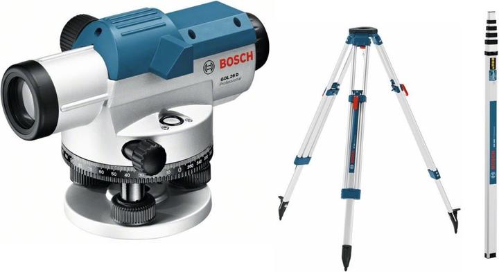 Produktbild Bosch Professional Optisches Nivelliergerät GOL 26 D, mit Baustativ BT160, Messstab GR 500