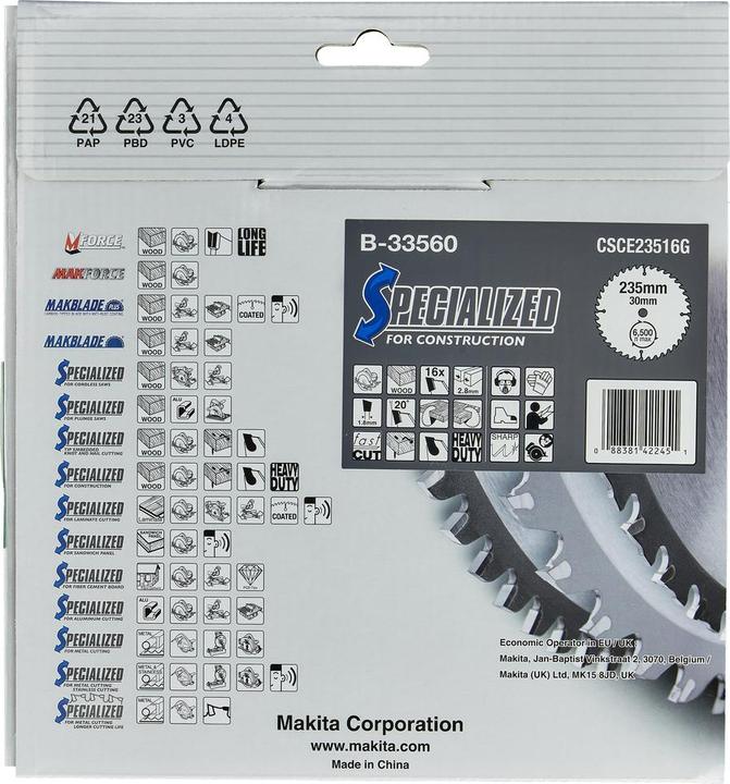 Productafbeelding Makita SPECIALIZED Zaagblad 235x30x16Z