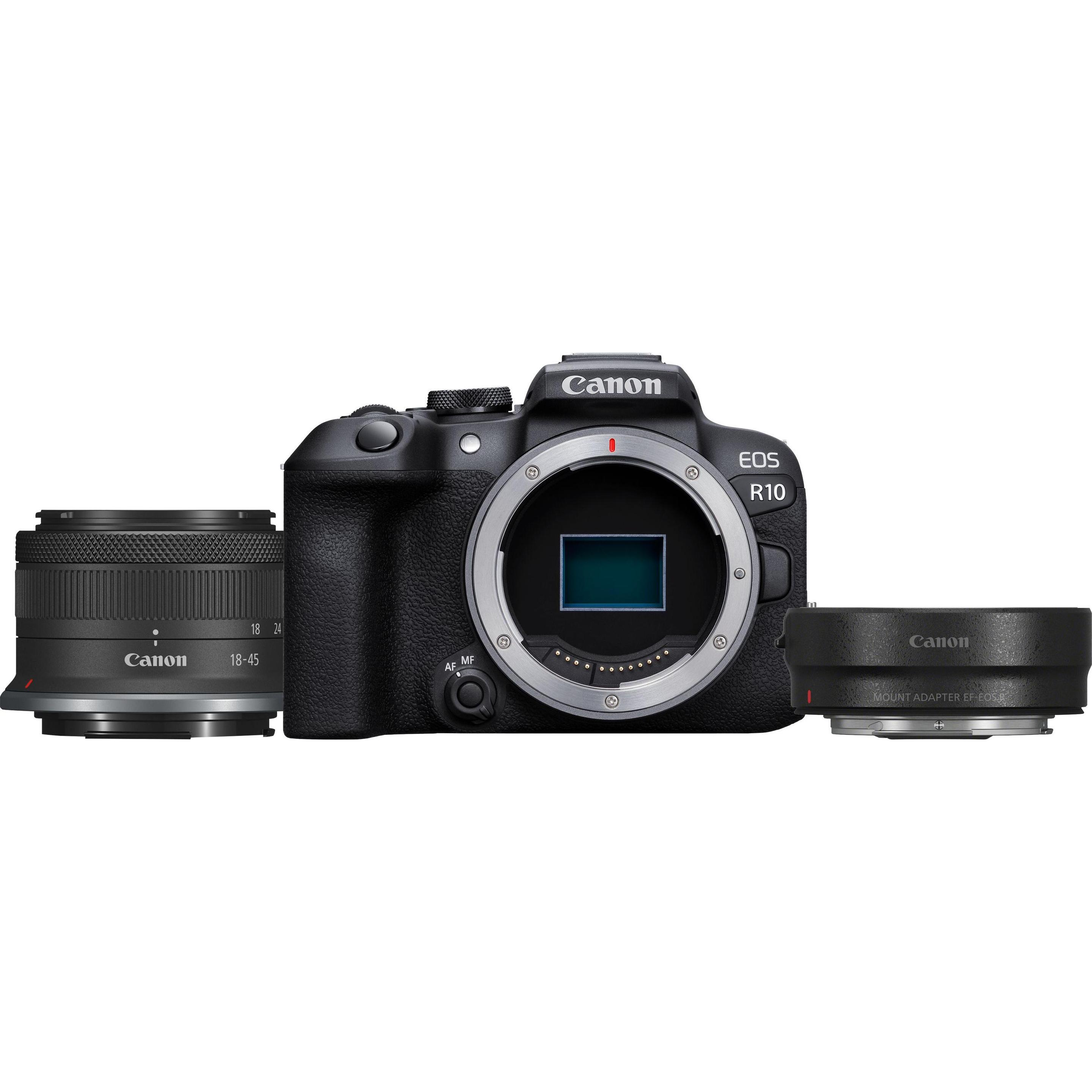 Canon EOS R10 Kit (18 - 45 mm, 24.20 Mpx, APS-C / DX), Kamera, Schwarz