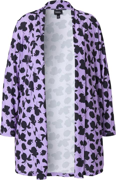 Actual product image Ulla Popken Matte Jersey Open Front Leaf Print Jacket (54)