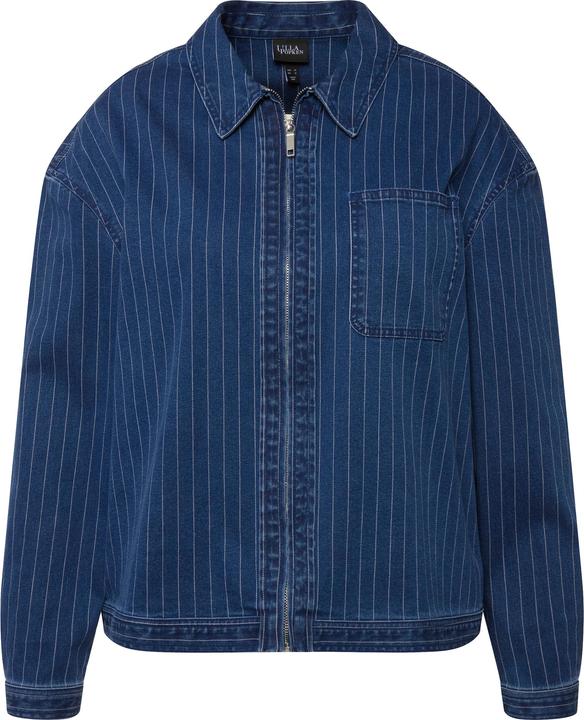Produktbild Ulla Popken Jeansjacke, Nadelstreifen, Hemdkragen, Reissverschluss (46, 48)