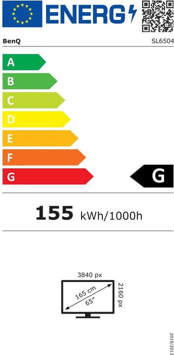 Energy Label BenQ SL6504 65IN WIDE TFT 165.1CM (3840 x 2160 Pixels, 65")