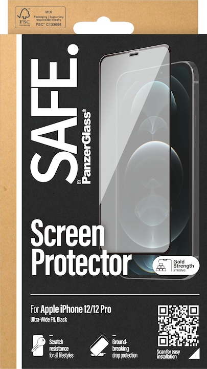 Productafbeelding Safe. Schermbeschermer Case Friendly iPhone 12/12 Pro (1 Stuk, Apple iPhone 12, Realme 12 Pro+)