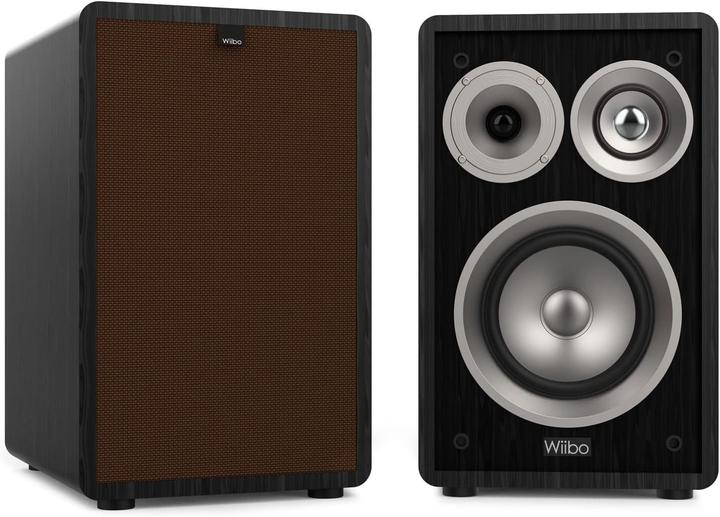 Image du produit Wiibo Enceinte vintage 6 noir hi-fi 100 W, 3 voies, grille amovible, son surround (100 W)
