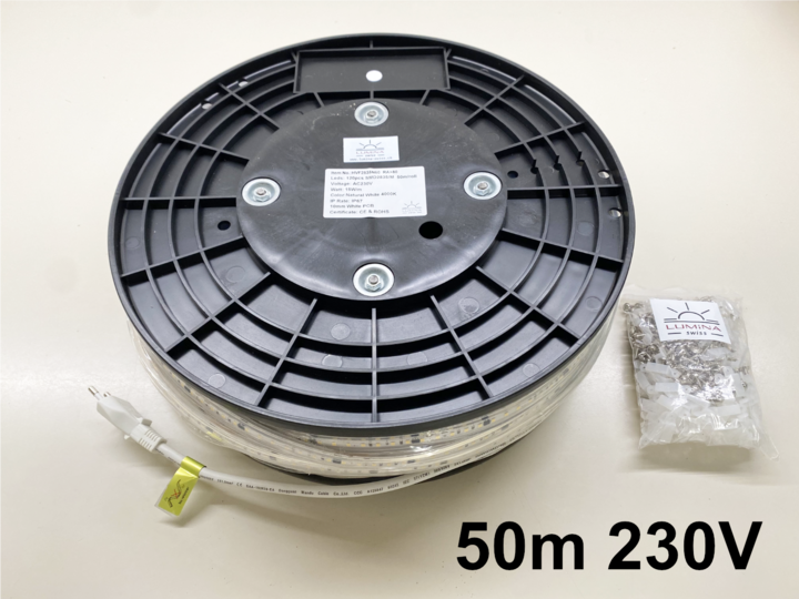 Immagine prodotto Lumina Swiss 50m di striscia LED HD 230V 1455lm/m 15W/m Neutro (Bianco neutro, 5000 cm, Esterno)