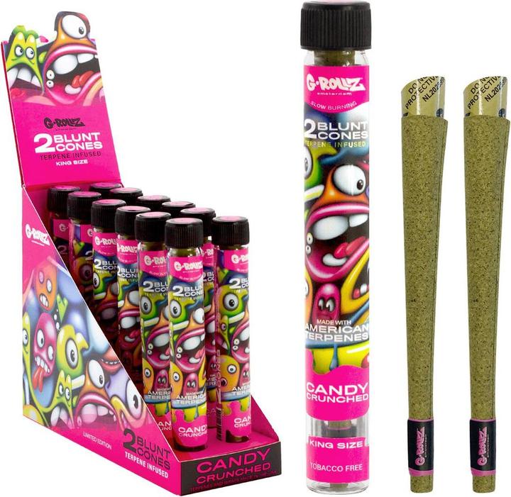 Actual product image G-Rollz Terpene Infused Blunt Cones Candy Crunched 2pcs