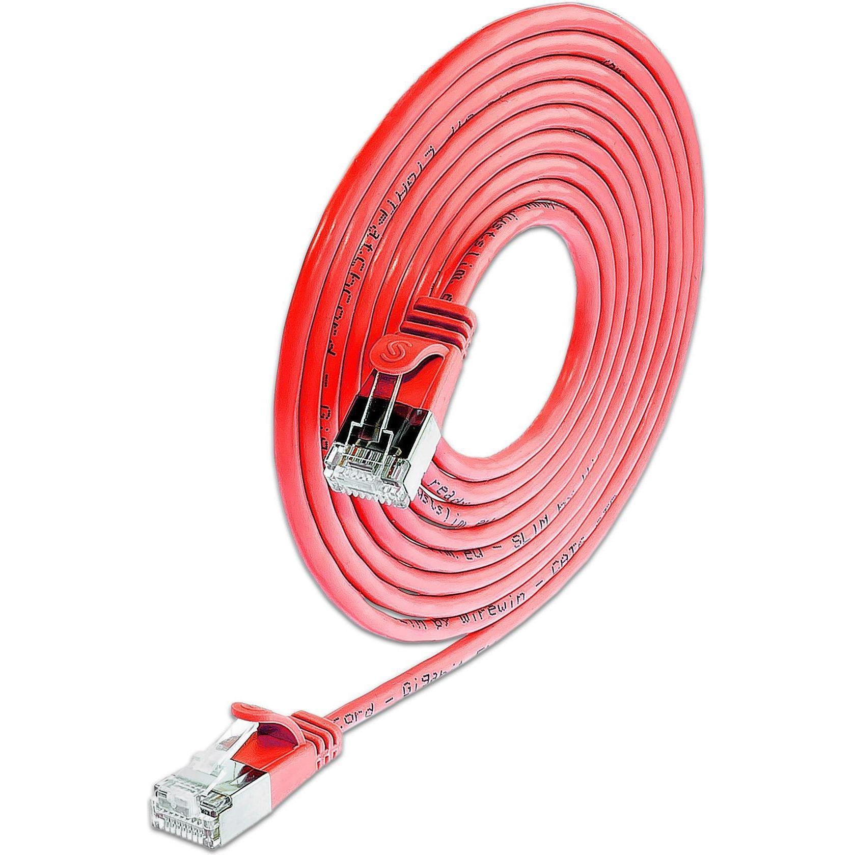 Wirewin Slim Pachkabel: F/FTP, 7.5m, rot (U/FTP, CAT6, 7.50 m), Netzwerkkabel