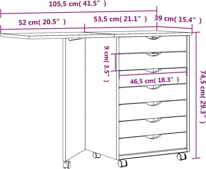 Actual product image vidaXL Rollschrank (105.50 x 39 x 74.50 cm)