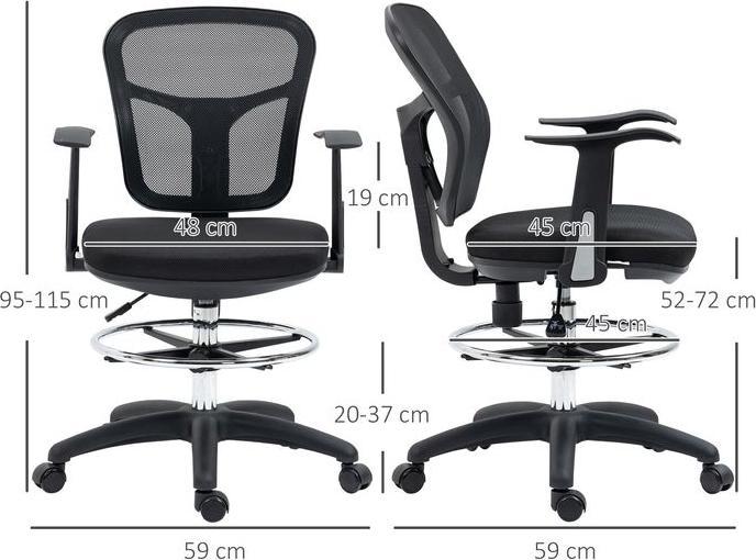 Produktbild Swisshandel24 Bürostuhl, ergonomisch, mit Armlehne, mit Fussstütze, Mesh, Schwarz