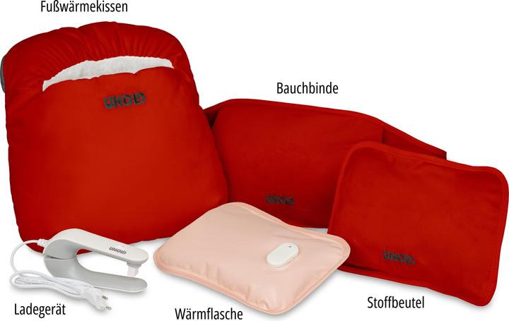 Produktbild Unold 86023 Wärmi Premium Set rot elektr. Heizkissen + Fusswärmekissen (Bettflasche mit Bezug)