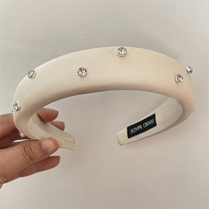 Activity Board Elegant Rhinestone-Embellished Polyester Headband - Cute Solid Color Hairband for Dress Up, Single