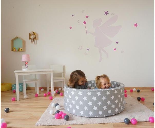 Produktbild Knorrtoys Bällebad soft - "Grey white stars" - 300 balls creme/grey/rose (ca. 6cm Durchmesser)