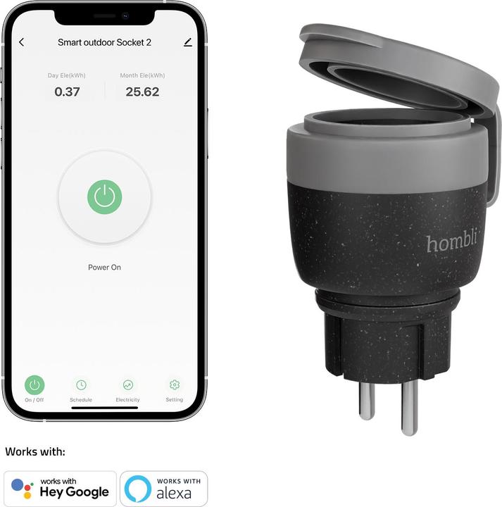 Actual product image Hombli Smart Outdoor Socket EU V2, Black
