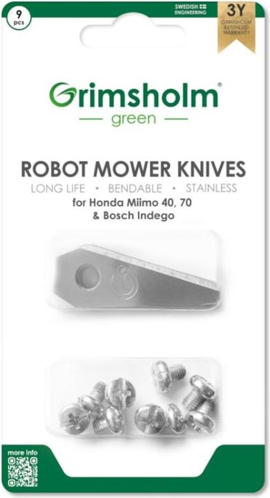 Actual product image Grimsholm Blade set Bosch Indego 9 pcs. (Lawn mower blades + replacement blades garden machinery)