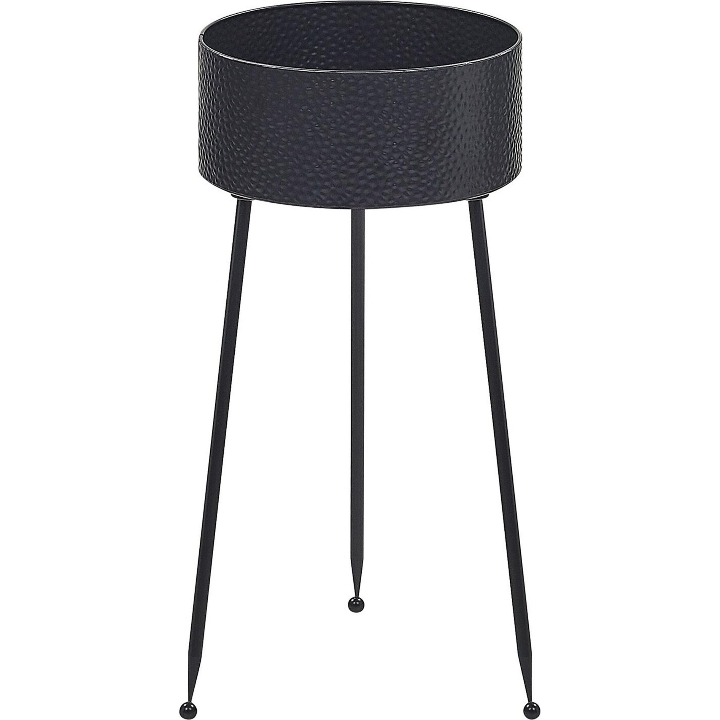 Beliani, Blumentopf, Pflanzenständer schwarz ⌀ 24 cm LEIKA (29 cm)