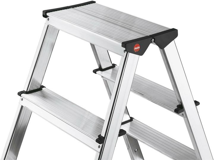 Produktbild Hailo D60 StandardLine, Alu-Sicherheits-Doppelstufenleiter, 2 x 7 Stufen (Stehleiter, 136 cm)