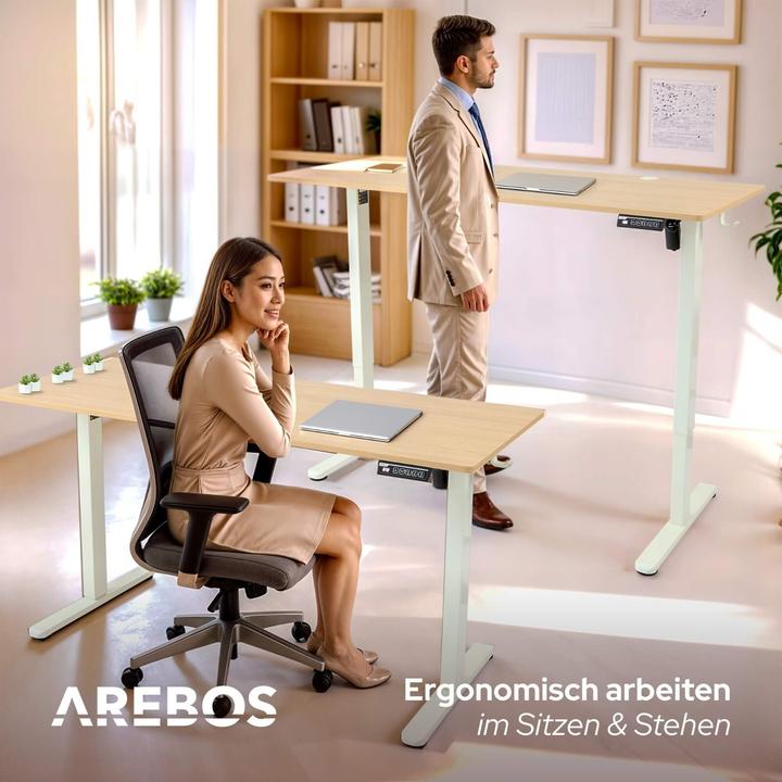 Produktbild Arebos Höhenverstellbarer Schreibtisch (140 x 60 x 72 cm)