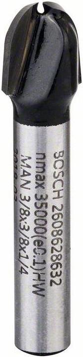 Produktbild Bosch Professional Zubehör Hohlkehlfräser, 1/4-Zoll, R1 4,7 mm, D 9,5 mm, L 9,2 mm, G 45 mm