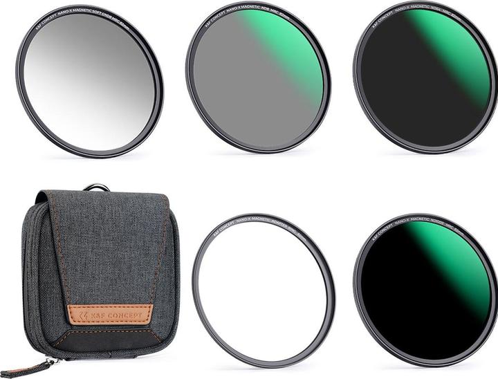 Immagine prodotto K&F Concept 67mm Magnetic 5pcs Filter Kit, GND8+ND8+ND64+ND1000+Filter Ring, Green Coated (Nano X Series) (67 mm, Filtri grigi)