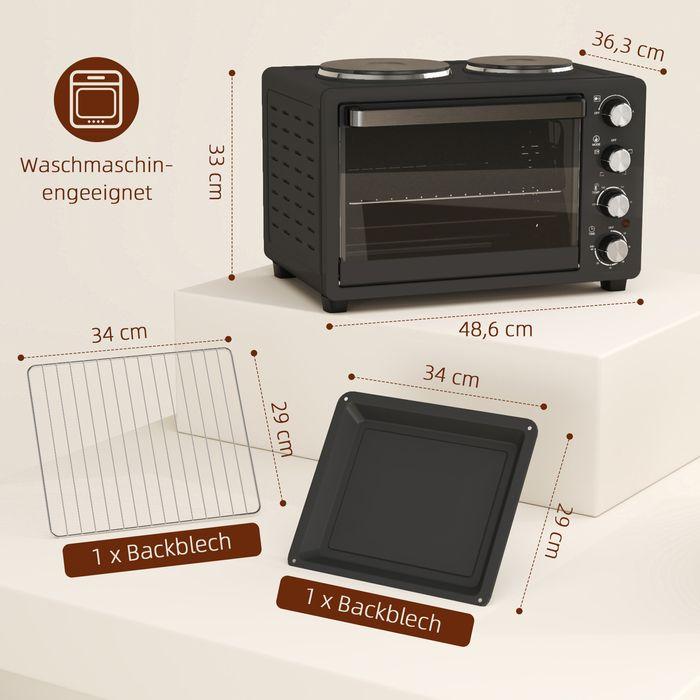 Actual product image Swisshandel24 Minibackofen 28 L 2600W Mini Backofen 100-230℃ 60 Min. Timer Schwarz