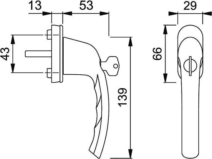 Produktbild Hoppe Fenstergriff Tokyo 0710S/U26 TBT 1 VK 7/35 F1 (Fenstergriffe)